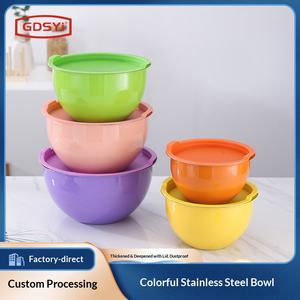 Juego <span class=keywords><strong>de</strong></span> Tazones para Mezclar <span class=keywords><strong>de</strong></span> Acero Inoxidable Multiusos Europeos - Tazón para Ensaladas y Verduras con Paredes Gruesas, Apto para <span class=keywords><strong>Microondas</strong></span>, Estilo Moderno y Sencillo - Product Image 3