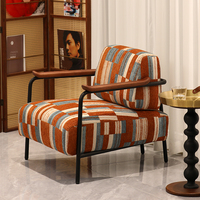 Fauteuil d'appoint moderne en bois massif, fauteuil de détente rembourré, siège de salon pour salon et chambre à coucher