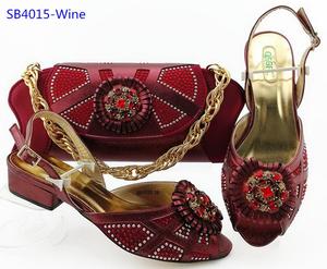 Femme Vin Chaussures Sac Ensemble De Luxe Pierres Chaussures À Assorti Sac Chaussures De Mariage et Sac - Product Image 1