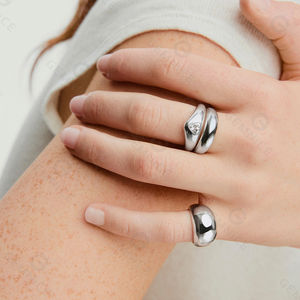 Gemnel Hot 925 Silver Plated 18K Gold Chunky <b>Ring</b> Lab-grown Gemstone <b>Ring</b> - Product Image 3