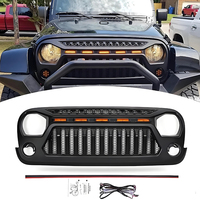 Modification de la calandre de voiture, calandre Rebel avec lumières, matériau ABS, installation facile pour Wrangler JK 07-17
