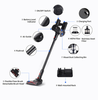 DC 22.2V Brushless 25Kpa 2-en-1 Aspirateur ménager à main avec batterie 2200mAh sans sac pour un usage domestique