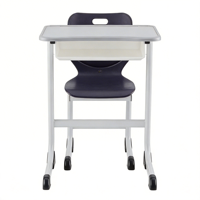 Ensemble chaise et pupitre scolaire avec tablette d'écriture pour les écoles primaires et secondaires - Mobilier scolaire en plastique de couleur personnalisée, design moderne