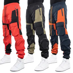 2022 autumn zipper trouzers cargo trousers contrast cargo pantolon work trousers outdoor cargo pants mens trousers kargo pants