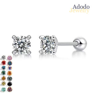 Boucles d'oreilles minimalistes en moissanite blanche, or rose, argent sterling 925, polyvalentes pour femmes, fabrication artisanale - Product Image 1