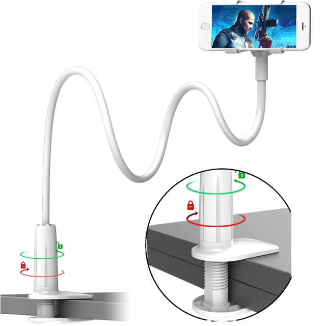 Factory Wholesale Flexible Long Arm Gooseneck Mobile Phone Tablet Holder PC Silicone Desk Phone Stand for Bed Table Promotional