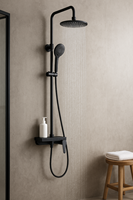 Ensemble de douche mural en laiton avec barre coulissante, jet pluie doux, douchette haute pression, finition polie, garantie 5 ans pour hôtels
