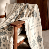 Couverture Jacquard 90% Polyester 10% Laine, Tissée, Lourde et Confortable, Jeté de Lit Personnalisable