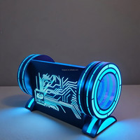 Cabina de DJ LED Moderna con Cambio de Color, Efectos de Luz Estilo Turbo, Set de Barra Portátil, Barra para el Hogar, Mueble de Consola para DJ con Logotipo Personalizado, Acrílico