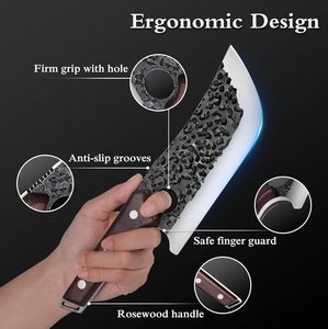 มีดหั่นเนื้อไวกิ้ง6นิ้วทำจากเหล็กกล้าคาร์บอนสูงมีดหั่นกระดูกแบบเต็มมีปลอกสำหรับตั้งแคมป์ในครัวบาร์บีคิว - Product Image 3