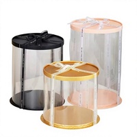 Boîtes à gâteaux rondes transparentes en PET jetables QX Wholesale, 6 à 12 pouces, pour cadeaux d'anniversaire et de mariage, avec impression en relief