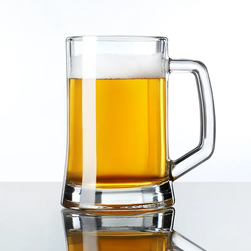 Wholesale Custom Logo 500ml Safe Classic Heavy Base Large Pub Drinking Glass German Beer Mugs Steins For Bar Juice Beverages
