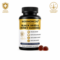Gummies à l'huile de nigelle 2% Thymoquinone Soutien immunitaire Cheveux Peau 60 Compléments végétaliens