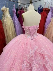 Romantik sofistike pembe balo off-omuz sevgiliye Quinceanera elbiseler uzun kuyruk akşam balo elbise zarif parti - Product Image 2