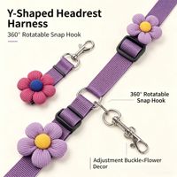 Ceinture de sécurité pour animaux de compagnie avec décor floral multicolore, sangle de sécurité anti-évasion réglable et robuste pour chien et chat en voyage en véhicule