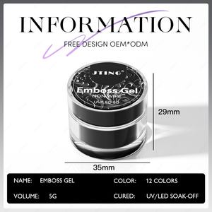 JTING Gel de Peinture 3D Sans Essuyage 12 Couleurs Effet Unique Nail Art Gel Polish en Relief Collection OEM Personnalisé Conception Gratuite pour Pots - Product Image 3