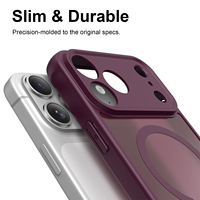 Coque de téléphone magnétique antichoc rouge vin pour iPhone 18 Pro Max, coque de protection anti-chute givrée pour iPhone 18 Duo