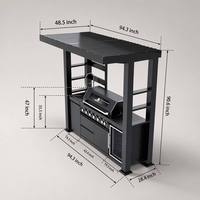 Cuisine extérieure avec abri, en acier inoxydable 304 noir, résistante aux intempéries, avec 6 brûleurs à gaz, évier, réfrigérateur et tiroirs de rangement, en stock dans l'entrepôt américain
