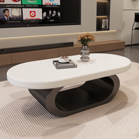 Table basse ovale créative en bois pour salon, petit appartement, style moderne minimaliste, luxe léger, design crème