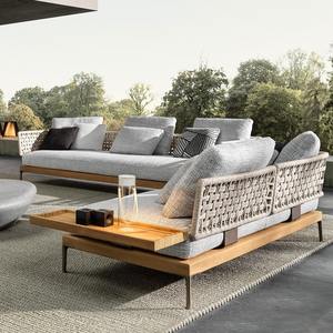 Ensemble de canapés en rotin d'extérieur, meubles de jardin contemporains en teck, résistants aux intempéries, 6 places - Product Image 4