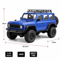 Voiture télécommandée RC Crawler 4x4 SUV Drift 2,4 GHz, bleue, ABS+Métal, LED, échelle 1:16, tout-terrain, pour le rock crawling, jouet de loisir