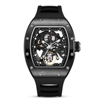 Montre mécanique automatique OEM pour homme, lumineuse, avec aiguilles en silicone, boîtier en acier inoxydable, étanche 30M, forme tonneau, tendance
