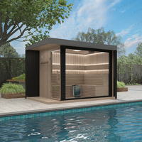 Sauna moderne en cèdre rouge, cabane en bois, 6 kW, électrique, vapeur sèche, mobile, en bois massif, pour loisirs, cabine en bois, conteneur