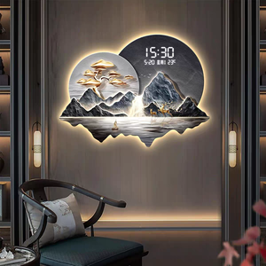 Décoration d'intérieur de luxe à LED pour salon, toile de fond de canapé, <span class=keywords><strong>horloge</strong></span> numérique silencieuse, peinture en porcelaine de cristal - Product Image 2