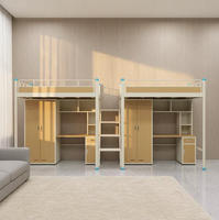 Lit superposé moderne en métal pour dortoir scolaire avec bureau intégré, design de lit superposé