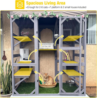 Maison pour chat en bois de pin moderne, résistante aux intempéries, grande, écologique, luxueuse, enclos pour animaux de compagnie, cage, villa, chatier de jardin
