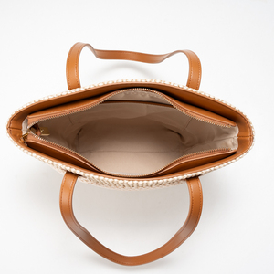 Sac fourre-tout en paille tressée grande capacité, sac à bandoulière avec fermeture éclair, sac seau pour la plage, les voyages et l'usage quotidien - Product Image 6