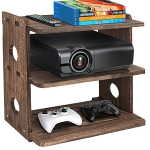 Wooden Wall-Mounted <b>Projector</b> Shelf 3-Tier Router <b>Speaker</b> Storage Rack Living Room Bedroom Mounting Bracket - Product Image 3