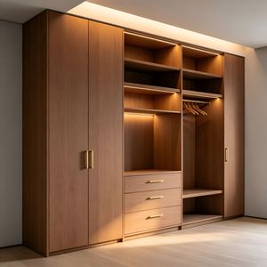 Muebles <span class=keywords><strong>de</strong></span> Dormitorio Modernos <span class=keywords><strong>de</strong></span> Madera <span class=keywords><strong>de</strong></span> Lujo Personalizados con Puertas <span class=keywords><strong>de</strong></span> Vidrio y un Armario Abierto <span class=keywords><strong>para</strong></span> el Vestidor - Product Image 2