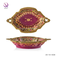 MKMJ Elegante Koninklijke Porseleinen Collectie Handgemaakte Vintage Rode Keramiek Messing Decoratieve Servies Vaas Set Luxe Huisdecoratie