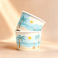 Gobelets à crème glacée jetables à paroi simple en papier enduit de qualité alimentaire, avec logo imprimé personnalisé, couvercles assortis, couleur personnalisée pour