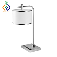 Lampes de bureau jumelles pour la maison et l'hôtel, 2 supports d'ampoules, abat-jour en acrylique, prise USB, source lumineuse LED, lampes de chevet