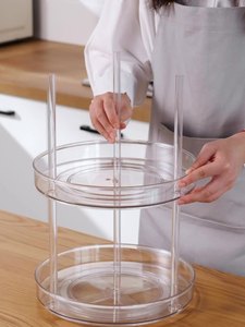 レイジースーザン ラウンド エコフレンドリー PETプラスチック製 透明回転式ターンテーブル 食品保存容器 キャビネット パントリー 冷蔵庫 キッチン用 - Product Image 6