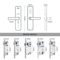 Cerradura Inteligente para Puerta de Apartamento con Huella Dactilar Biométrica, Aleación de Aluminio, Puerta de Madera, Aplicación Tuya y Wi-Fi