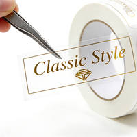 Étiquette de logo en or à chaud, autocollant décoratif transparent imperméable de qualité supérieure pour la fermeture des boîtes cadeaux, marque haut de gamme PT