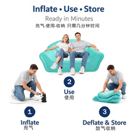 Canapé gonflable double bleu pour l'extérieur avec un design minimaliste moderne en PVC pour le camping, les pique-niques et les hôtels