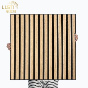 Oem/ODM 60*60cm óc chó sồi tếch MDF bằng gỗ slat tấm Tường âm thanh hấp thụ âm thanh trong nhà trang trí âm thanh tấm cho phòng thu âm - Product Image 1