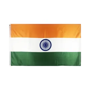 Factory Directly Low Price Selling Ready To Ship High Quality 100D Polyester Custom Design Screen Printing India Flag