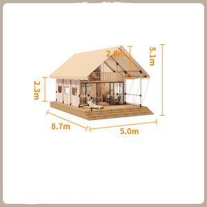 Tente de safari de luxe à double étage OEM/ODM, type loft, en toile, pour glamping, avec structure en bois Oxford, cabane mobile pour complexe hôtelier - Product Image 2
