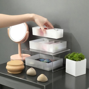 Adjustable <b>Drawer</b> Organizer White Box Kitchen Bathroom Closet Organizer Trays Make up Cosmetics Sundries Divider Holder - Product Image 1