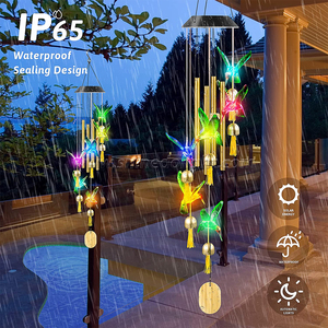 Carillón de viento Solar que cambia de Color, al aire libre, impermeable, colibrí LED Solar, carillones de viento con tubos de Metal y campanas - Product Image 4