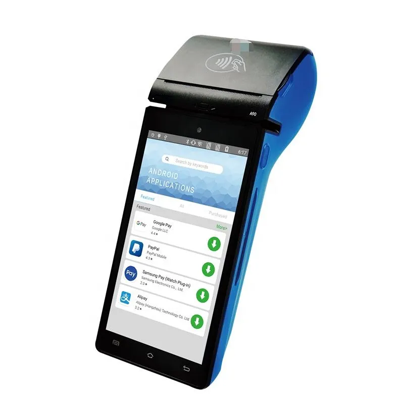 Handheld Android POS terminal all in one 4G Wifi todo en uno punto de venta pantalla tactil 5.5 pulgada Thermal Printer