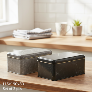 ชุดกล่องดีบุกโลหะสี่เหลี่ยม115x190x80 (2ชิ้น) ลายหินอ่อน sanabella - Product Image 3