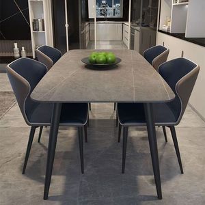 <span class=keywords><strong>Tavolo</strong></span> da Pranzo Moderno e Unico di Forma Rettangolare <span class=keywords><strong>Nero</strong></span> <span class=keywords><strong>con</strong></span> 6 <span class=keywords><strong>Sedie</strong></span>, Set da Pranzo Rettangolare in Offerta - Product Image 1