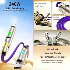 240W 4-Trong-1 Chức Năng USB Loại C Cáp Dữ Liệu Siêu Nhanh 4K Sạc Chất Lỏng Silicone Hợp Kim Nhôm Cho <span class=keywords><strong>Iphone</strong></span> Cho Xiaomi Tính - Product Image 3