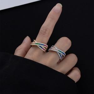 Ювелирные изделия SPJ Luxury Wholesale: кольца для помолвки из серебра 925 пробы с позолотой 14K, кубическим цирконием и дизайном в форме креста <span class=keywords><strong>X</strong></span>-образной формы. - Product Image 6